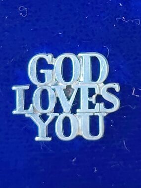 🔥 Vintage Tiffany & Co. Sterling Silver God Loves You Lapel Pin